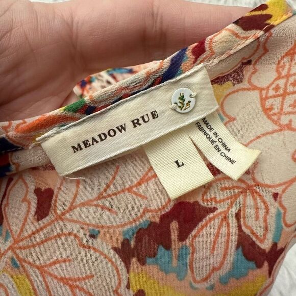 ANTHROPOLOGIE Meadow Rue Batai Prairie Blossom Peasant Tassel Blouse sz‎ L - Picture 6 of 9